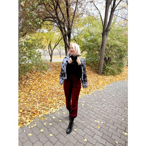 Bordeaux élvarrott casual nadrág