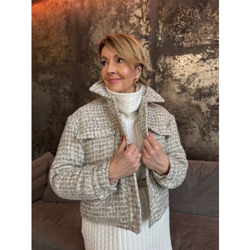 Bézs-arany buklé kabát