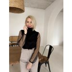 Noir tüllujjú pulóver