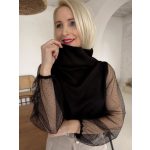 Noir tüllujjú pulóver