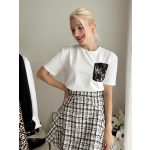 Lace csipkés zsebes póló (fehér)