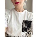 Lace csipkés zsebes póló (fehér)