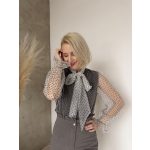 Blanche fehér-fekete pöttyös  masnis blúz 