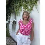 Pink flower masnis top