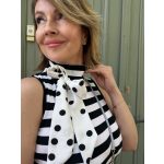 Celine csíkos ujjatlan felső (fehér pöttyös masnival)