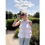 Dotty fodros top (fehér)