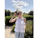 Dotty fodros top (fehér)