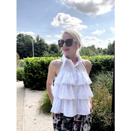 Dotty fodros top (fehér pöttyös tüllel) //prémium//