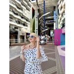 Dotty fodros top (fehér)