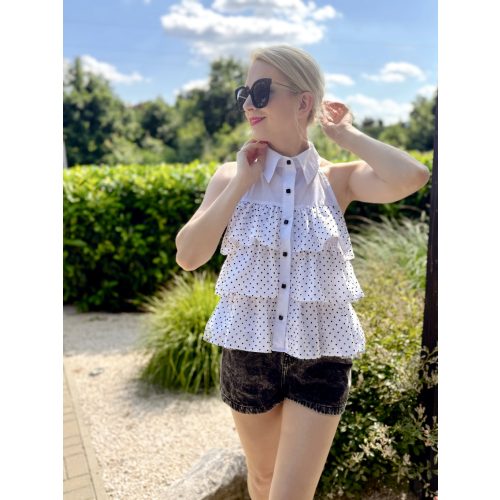 Dotty fodros top (fekete pöttyös tüllel) //prémium//